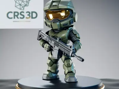 Classic Master Chief Chibi Statue - Spartan-117 Gaming Figure 3D print model