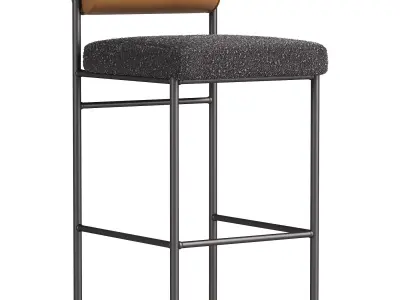 Half bar stool Balla beige By Stool Group 3D model