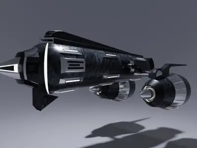 Submarine Low Poly futuristic vehicle flying in air Low-poly 3D model