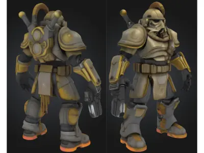 Armored Sci Fi Desert Trooper Low-poly 3D model