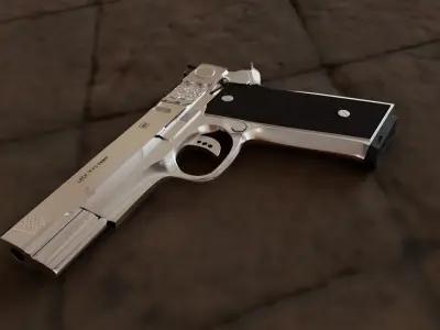 pistol Low-poly 3D model 2