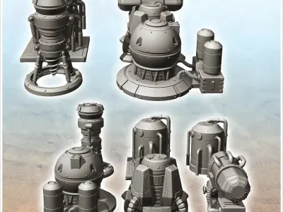 Set of six futuristic industrial machines 7 - Future Sci-Fi SF P 3D print model purchase