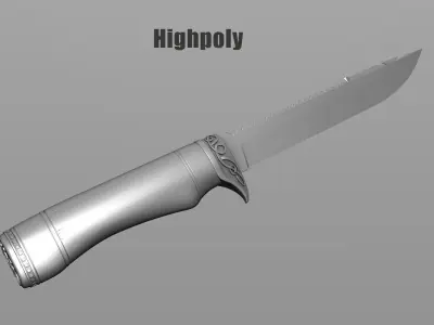 Hunter knife  Low-poly 3D model Low-poly 3D model