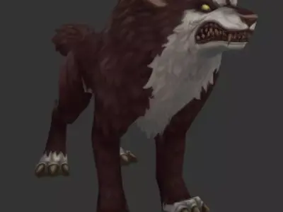Hand-painted wolf Low-poly 3D model