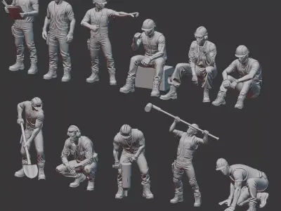 Construction Worker  Diorama Figure 3D print model