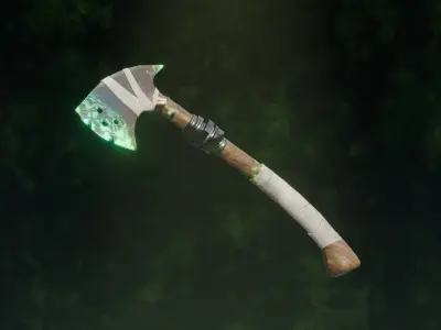 Set of Elemental Axes - 6 Magic Axe 01 - medieval weapon Low-poly 3D model