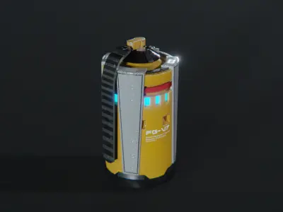 Futuristic Frag Grenade low poly model with Textures Low-poly 3D model