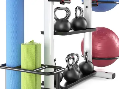 Fitness accessories rack 3D model