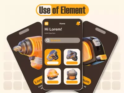 Construction Tools Icon Stylized 3D model