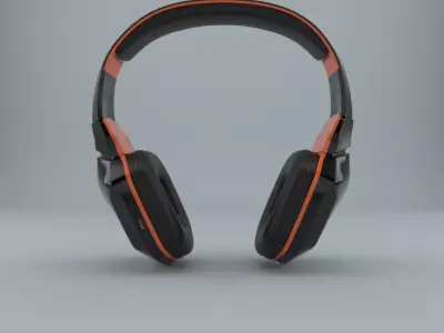 Black  Orange Gaming Headphones  Stylized 3D Model Low-poly 3D model