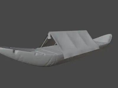 Wooden Old Canoe 3D model
