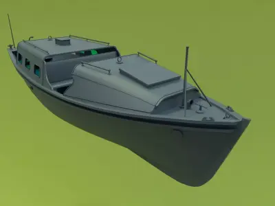 Motorboat 1960 Low-poly 3D model