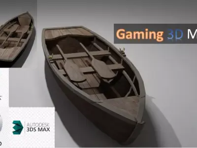 Wood Boat Low-poly 3D model by DIL3Dstudio