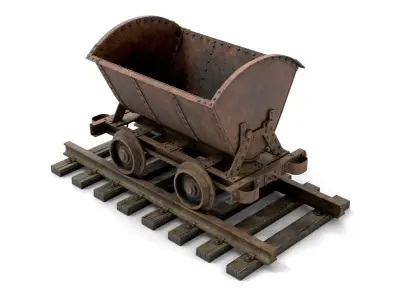 Rusty Metal Cart Mine Low-poly 3D model
