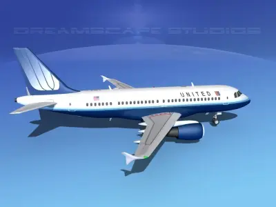 Airbus A319 United Airlines 2 3D model