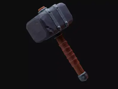 Stylized Hammer Low poly game ready Low-poly 3D model