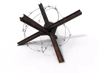 antitank hedgehog spines PBR Low-poly 3D model