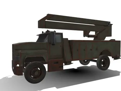 trucK military with crane on top 3D model