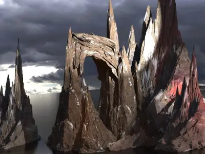 Stylized Snow Mountain rock cliff 4 versions 3D model