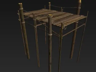 Wooden Harbor Low-poly 3D model