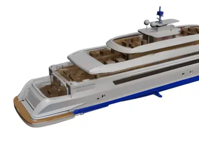 Helicopter Luxury Yacht Modern Multi-Deck Super Yacht 3D model