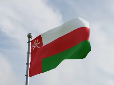 Animated Oman Flags 3D model