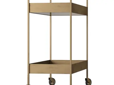 Crate and Barrel Libations Antique Brass Bar Cart 3D model