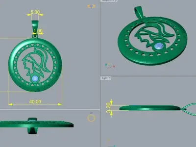 Spartan helmet pendent 3D print model