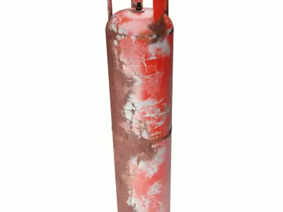 Side-Rusted Long Gas Cylinder Low-poly 3D model
