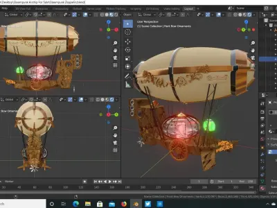 Steampunk Airship Zeppelin 3D model