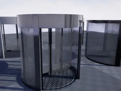 Revolving door set Low-poly 3D model