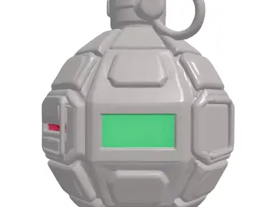 Futuristic Grenade with Digital Timer 3D model