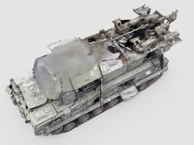 russian Buk missile system destroyed by Ukrainian army  3D model