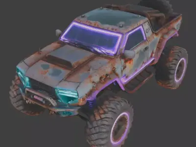 Cyberpunk Rusty Off Road Monster Truck 3D Model V01 Low-poly 3D model