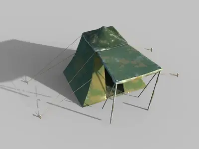 Tent Camp Military Low-poly 3D model