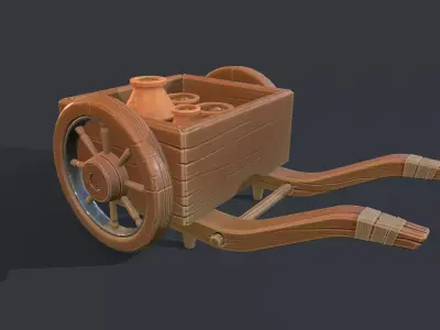 Stylized Wheelbarrow Low-poly 3D model buy