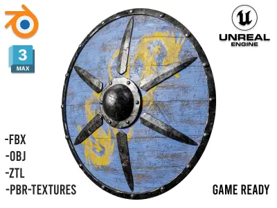 Medieval Viking Shield 01- Low-poly 3d model Low-poly 3D model