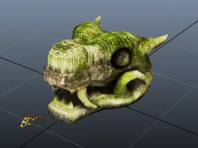 Dragon Head Statue Low-poly 3D model