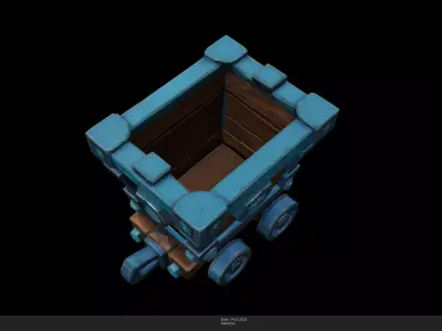 Stylized Mystic Mine Cart Game Ready - AI Low-poly 3D model