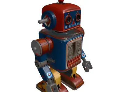 Vintage Tin Toy Robot Model 3D model