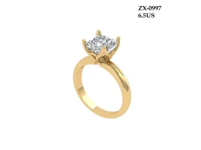 Solitaire Engagement Ring 3D print model 85