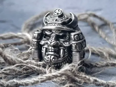  Samurai head mask ring 3d model for 3d printing 3D print model 3D print model purchase