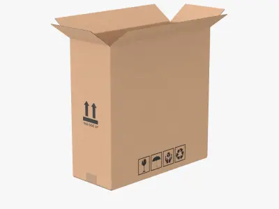 Cardboard Box 50x20x50 Half Open 3D model