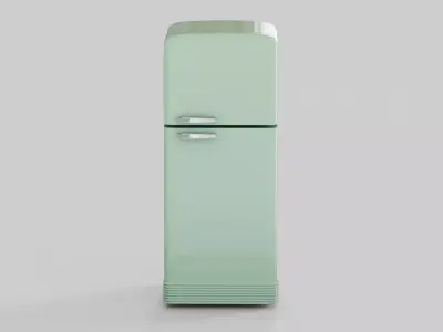 Retro fridge mint Low-poly 3D model