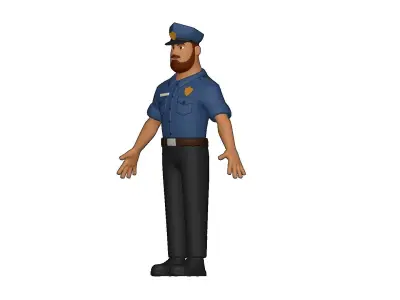 Police Cartoon Character Illustration 3D model  3D model