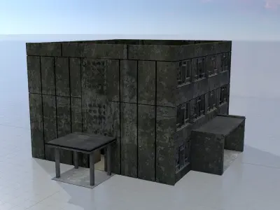 Old military barrack version 1 ruin 7 Low-poly 3D model
