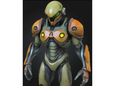 Alien Combat Unit Low-poly 3D model