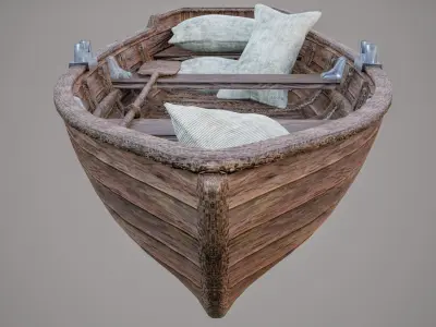 Wooden Old Boat PBR Low-poly 3D model