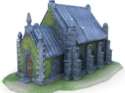 Medieval Building 57 Little Church Low-poly 3D model