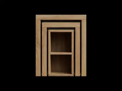 Set Of 3 Rectangle Oak Effect Tables Low-poly 3D model